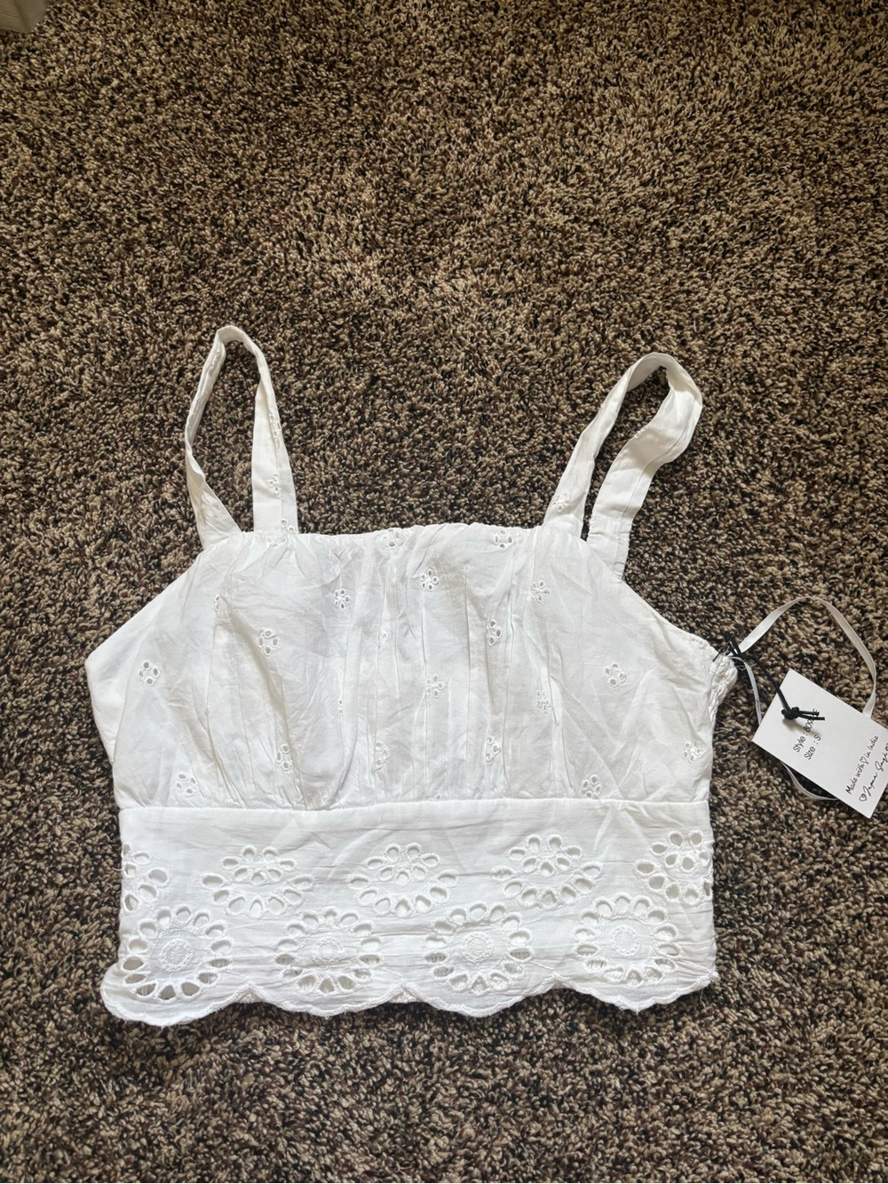 Delicate White Eyelet Cropped Camisole